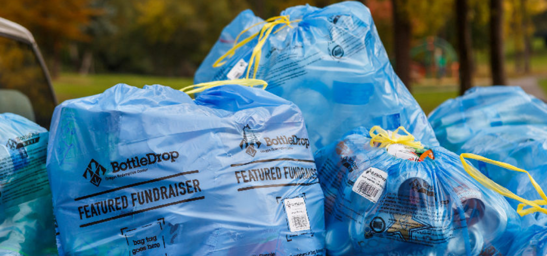 Bags of cans and bottles for BottleDrop recycling