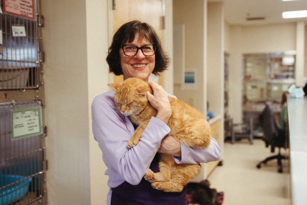 Nancy Judy with Cattery Cat