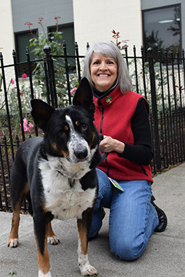 abner the dog with foster Lynn